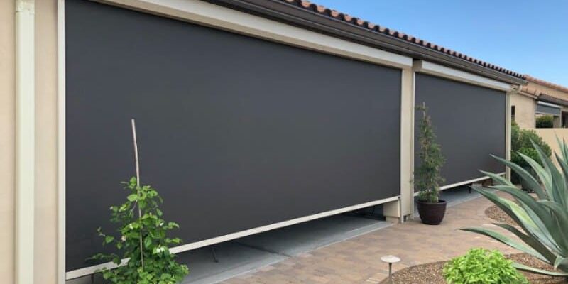 Solar shades providing privacy and heat protection for an Arizona home